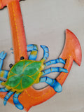 Blue Crab on Anchor - Haitian Metal Wall Art